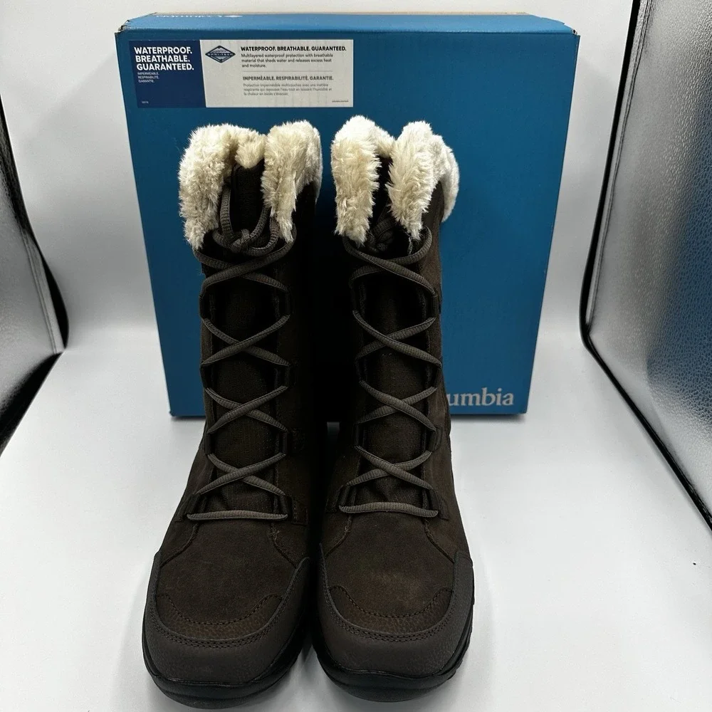 Columbia Ice Maiden II Women's size 11 Waterproof Lace Up Winter Brown Fur Boots